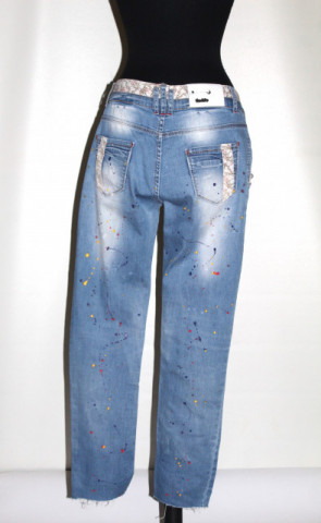 Jeans Tinddo Fashion Style – denim pictat cu rupturi, retro anii ’90 - Img 4
