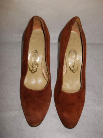 Pantofi vintage piele intoarsa maro anii '70