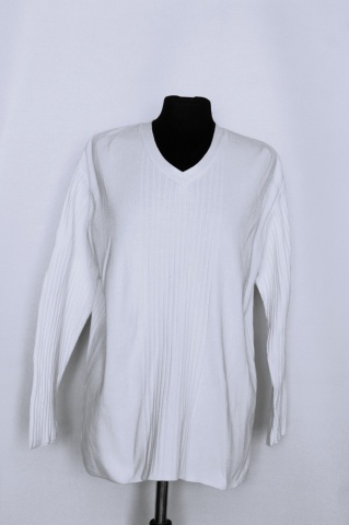 Pulover alb Esprit – tricot din bumbac cu model în relief