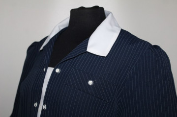 Rochie bleumarin dungi subțiri anii 80