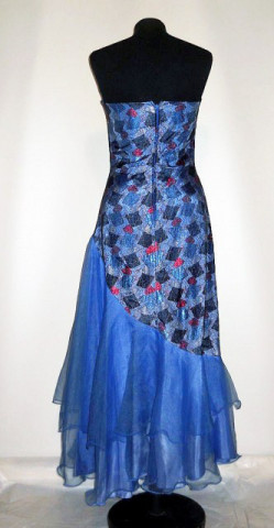 Rochie de seara din organza albastra anii '80
