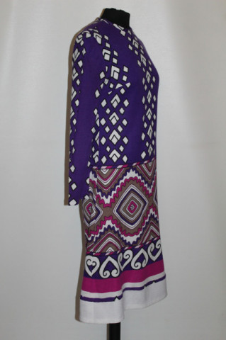 Rochie mod violet print geometric anii 70