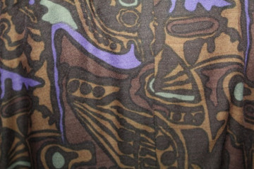 Rochie print abstract maro și violet anii 70