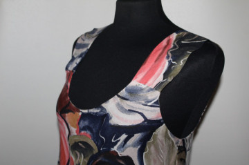 Rochie retro din viscose cu print floral roz și albastru – anii ’90 - Img 5