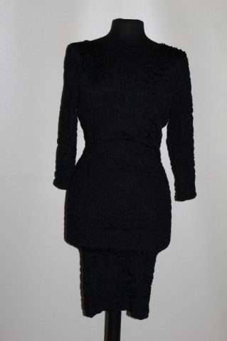 Rochie retro gofrată anii ’90 – negru, textură elastică