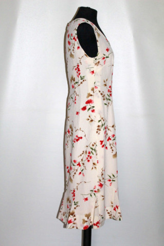 Rochie retro midi cu print floral roșu pe fond crem – vibe ’90  - Img 2