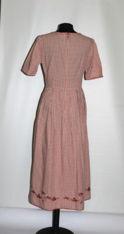 Rochie stil barn dress Anne‑Loup din pânză de bumbac cu carouri maro‑alb – anii ’90 - Img 5