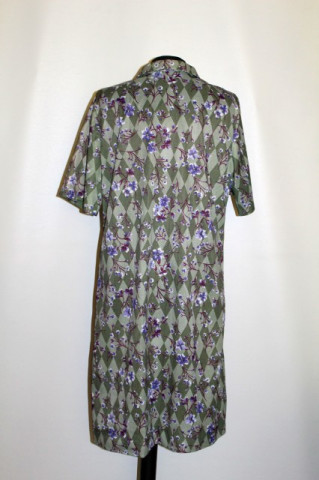 Rochie verde romburi și flori anii 60 - 70