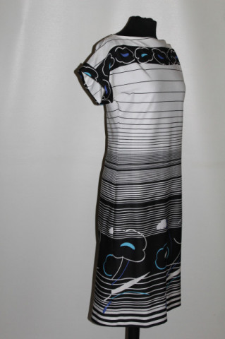 Rochie vintage Creazione Aldo Fellini – alb cu dungi și motive florale - Img 4
