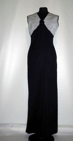Rochie vintage de seara negru cu argintiu anii '70