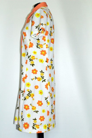 Rochie vintage flori portocalii "Diolen Loft" anii '70