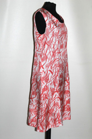Rochie vintage print abstract corai pe alb – anii ’70 - Img 4