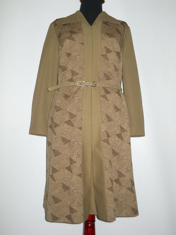 Rochie vintage print geometric maro anii '60