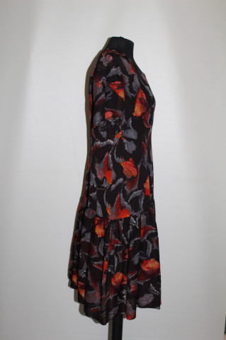Rochie vintage talie joasă anii ’70 – crepe nylon cu print vegetal stilizat - Img 2