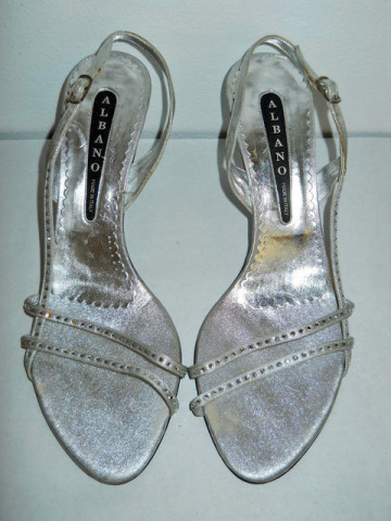 Sandale retro din lurex argintiu anii '80