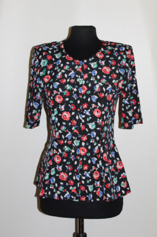 Taior vintage negru cu peplum Cacharel – rafinament retro anii ’80
