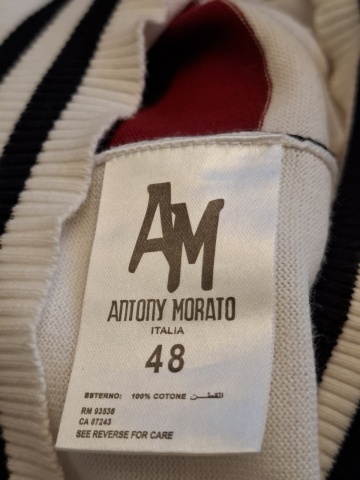 Vestă retro tricot fin Antony Moratto – alb cu dungi bleumarin - Img 8