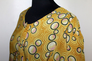 Bluză din mătase naturală print cercuri anii 50-60