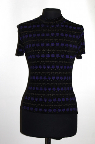 Bluza retro cu print floral pictat violet – anii ’90