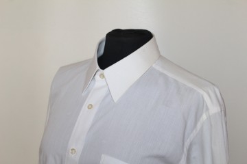 Cămașă bărbătească Balmain anii ’80 – poplin bumbac alb cu model geometric - Img 6