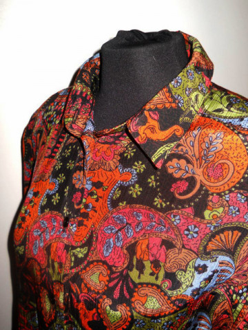 Camasa retro print vegetal anii '80