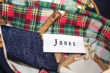 Cămașă tartan & echitație anii ’90 – viscose multicolor, retro lejeră - Img 6