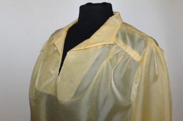 Cămașă vintage din organza galbenă cu inflexiuni aurii – anii ’70‑’80 - Img 4