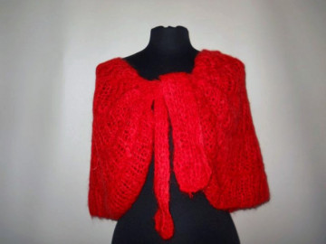Capa din mohair rosu cireasa anii '60