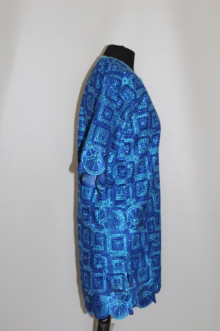 Costum etnic albastru imperial – stil indian, set tunică și pantaloni - Img 4