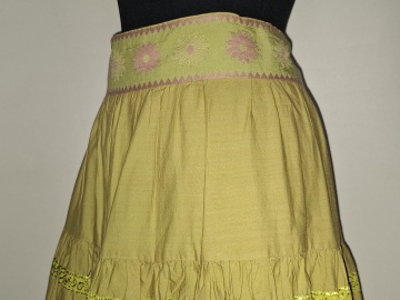 Fustă cloș verde fistic cu broderie florală – anii ’80 - Img 4