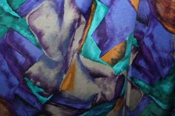 Fusta print abstract turcoaz, violet si portocaliu anii '80 - Img 4