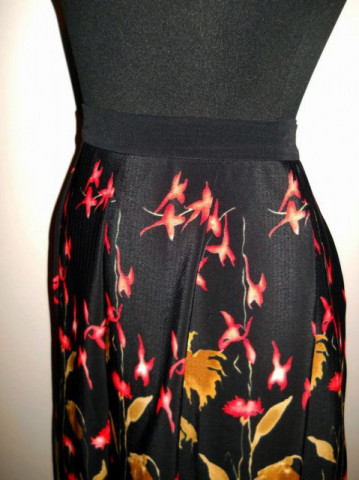 Fusta vintage din crepe print floral anii '70