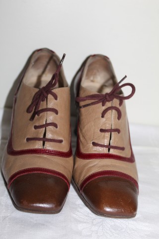 Ghetuțe stil pin‑up bicolor – piele naturală moale, vintage chic - Img 2