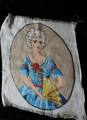 Gobelin oval damă victoriana anii ’30 – tapiserie vintage