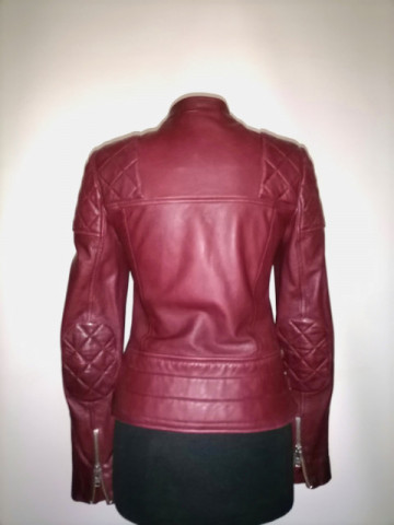 Jachetă din piele Jack Wills – retro rock, vișinie - Img 3