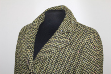 Jachetă din stofă herringbone verde repro anii 70