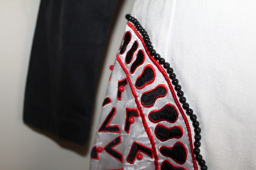 Jachetă retro Cerruti 1881 anii ’80 – denim alb‑negru cu satin și broderie - Img 7