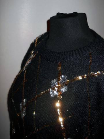Pulover retro negru paiete anii '80