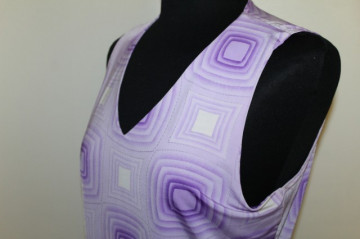 Repro 1970s Geometric Pattern Lilac Blouse - Img 4