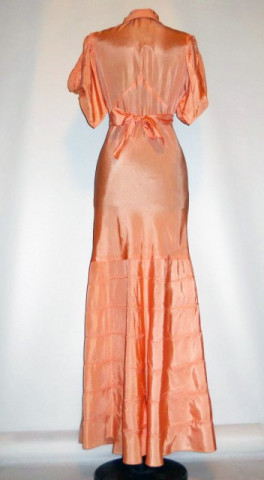 Rochie de seara din tafta portocaliu piersica anii '30