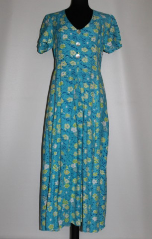 Rochie flori pe fond turcoaz anii '80 - '90