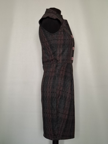 Rochie Laura Cool repro anii 50, carouri roz și verde închis - Img 2