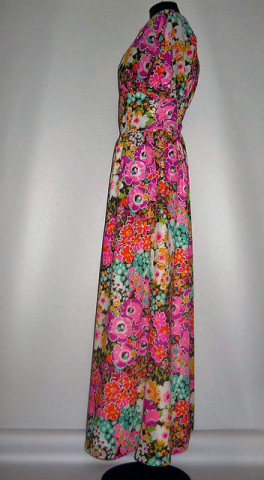 Rochie maxi print floral multicolor anii '60 - Img 5