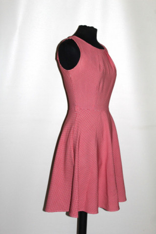 Rochie pied de poule roșu și alb – repro anii ’60 - Img 4
