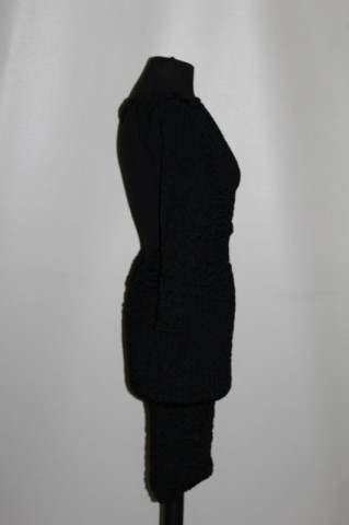 Rochie retro gofrată anii ’90 – negru, textură elastică - Img 2