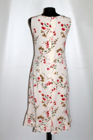 Rochie retro midi cu print floral roșu pe fond crem – vibe ’90  - Img 3