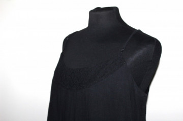 Rochie retro neagră Fransa din pânză topită de bumbac – anii ’90 - Img 6