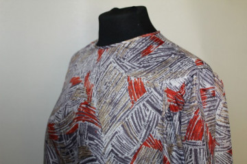 Rochie retro print abstract caramiziu anii '80