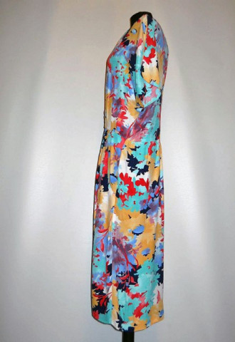 Rochie retro print floral multicolor anii '80