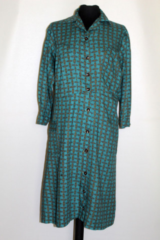 Rochie verde print geometric vintage anii '50